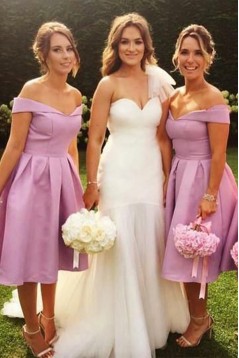 A-Line Off-the-Shoulder Knee Length Bridesmaid Dresses 3010459