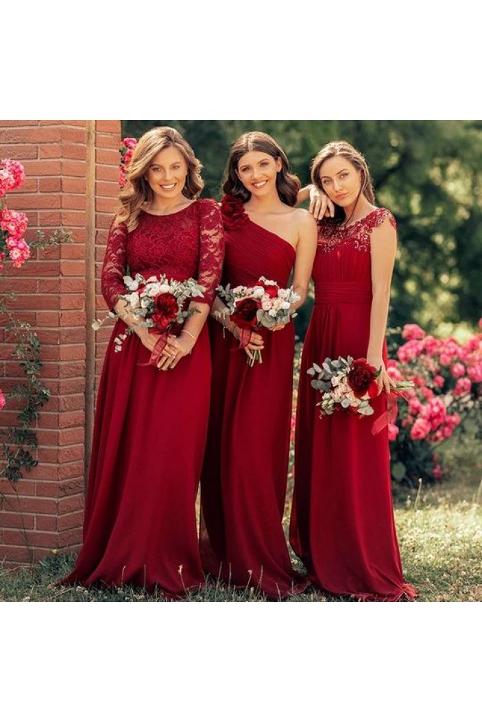 A-Line Long Chiffon Floor Length Bridesmaid Dresses 3010501