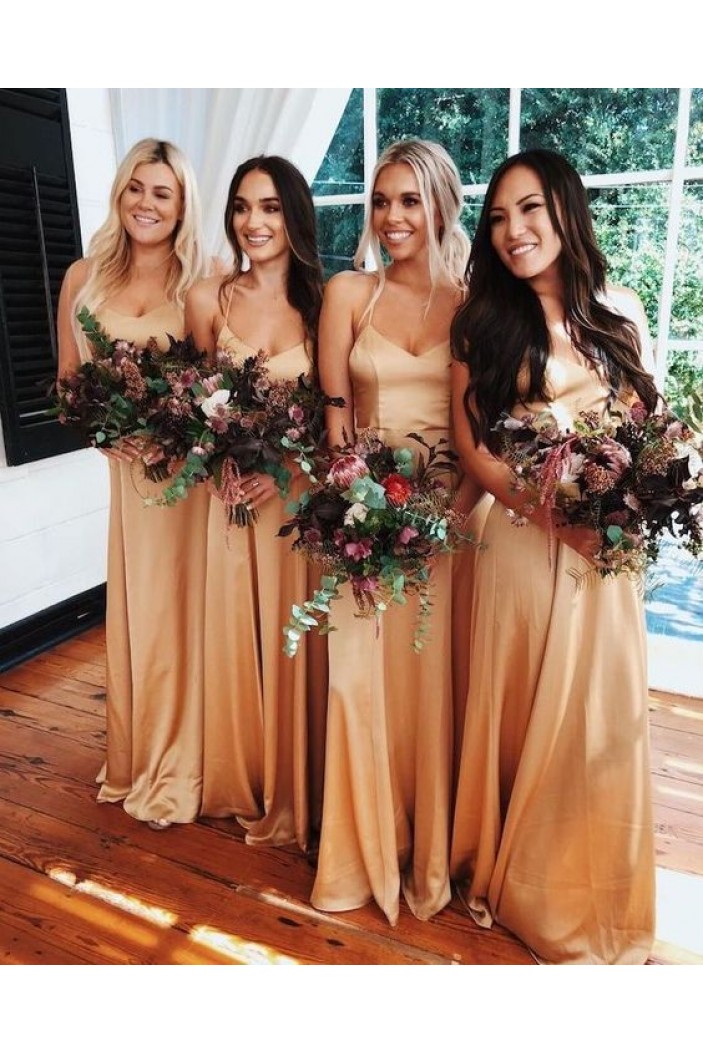 Affordable Long Spaghetti Straps Floor Length Bridesmaid Dresses 3010503