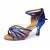 Women's Blue Gold Satin Heels Sandals Latin Salsa With Ankle Strap Dance Shoes D602010