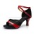 Women's Black Red Satin Heels Sandals Latin Salsa With Ankle Strap Dance Shoes D602037