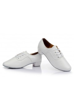 Men's Kids' White Leatherette Modern Ballroom Latin Dance Shoes Dance Sneakers Flat Heel D603003