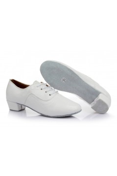 Men's Kids' White Leatherette Modern Ballroom Latin Dance Shoes Dance Sneakers Flat Heel D603003