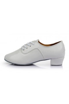 Men's Kids' White Leatherette Modern Ballroom Latin Dance Shoes Dance Sneakers Flat Heel D603003