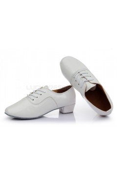 Men's Kids' White Leatherette Modern Ballroom Latin Dance Shoes Dance Sneakers Flat Heel D603003