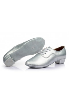 Men's Kids' Silver Leatherette Modern Ballroom Latin Dance Shoes Dance Sneakers Flat Heel D603004