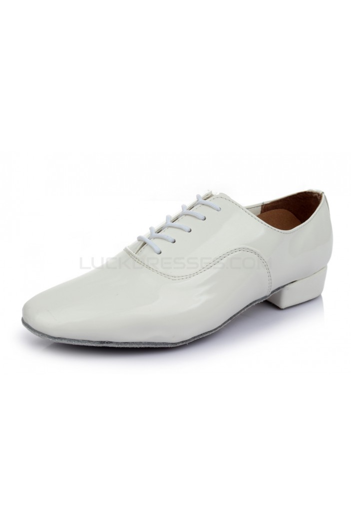 Men's Kids' White Leatherette Modern Ballroom Latin Dance Shoes Dance ...