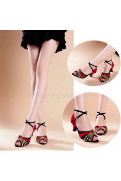 Women's Red Black Gold Women's Piscine Mouth Shoes Open Toe Modern Ballroom/Latin Dance Shoes D801001