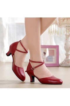 Women's Burgandy Soft Top Layer Cow Leather Lace Customized Heels Latin/Salsa/Ballroom/Outdoor Dance Shoes Wedding Party Shoes D801069