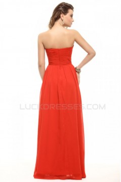 A-Line Strapless Long Beaded Chiffon Prom Evening Formal Party Dresses ED010010