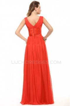 A-Line V-Neck Long Chiffon Prom Evening Formal Party Dresses/Bridesmaid Dresses ED010014