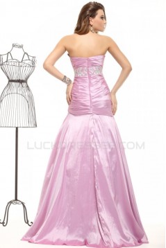 A-Line Strapless Long Pink Prom Evening Formal Party Dresses ED010019