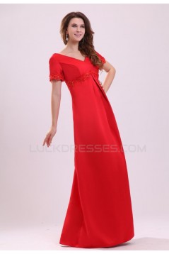 Long Red Short Sleeve Prom Evening Formal Party Dresses ED010026