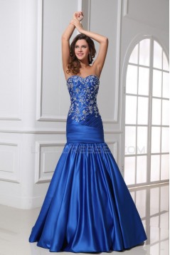 Trumpet/Mermaid Sweetheart Beaded Long Blue Prom Evening Formal Party Dresses ED010030