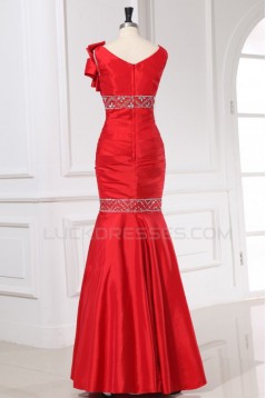 Trumpet/Mermaid Beaded Long Red Prom Evening Formal Party Dresses ED010031