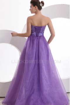 A-Line Strapless Beaded Long Purple Prom Evening Formal Party Dresses ED010035