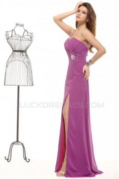 A-Line One-Shoulder Long Beaded Chiffon Prom Evening Formal Party Dresses ED010047