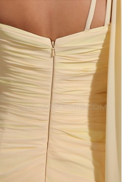 Long Yellow One-Shoulder Beaded Chiffon Prom Evening Formal Party Dresses ED010050