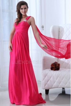 A-Line Long Pink Chiffon Prom Evening Formal Party Dresses ED010060