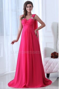 A-Line Long Pink Chiffon Prom Evening Formal Party Dresses ED010060