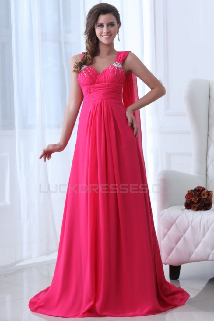 A-Line Long Pink Chiffon Prom Evening Formal Party Dresses ED010060