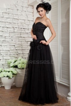 A-Line Sweetheart Long Black Prom Evening Formal Party Dresses ED010069