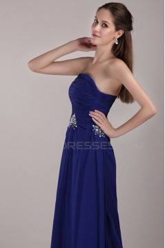 Sheath/Column Strapless Long Blue Chiffon Prom Evening Formal Party Dresses ED010070