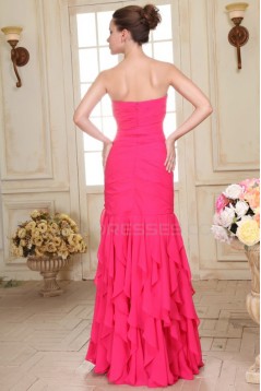 Trumpet/Mermaid Sweetheart Beaded Long Pink Chiffon Prom Evening Formal Party Dresses ED010077