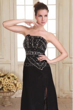 Long Black Chiffon Beaded Prom Evening Formal Party Dresses ED010078