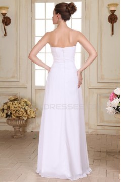 A-Line Long White Strapless Beaded Chiffon Prom Evening Formal Party Dresses ED010080