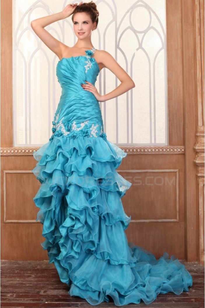 Trumpet/Mermaid One-Shoulder Long Blue Prom Evening Formal Party Dresses ED010083