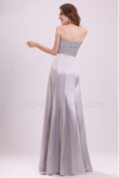 Long Silver Strapless Beaded Prom Evening Formal Party Dresses ED010089