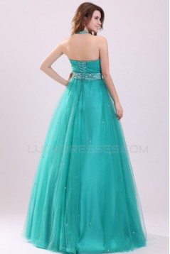 A-Line Halter Long Beaded Prom Evening Formal Party Dresses ED010095