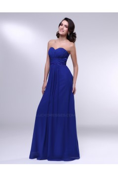 A-Line Sweetheart Beaded Long Blue Chiffon Prom Evening Formal Dresses ED011000