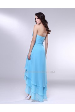 High Low Blue Chiffon Prom Evening Formal Dresses ED011003