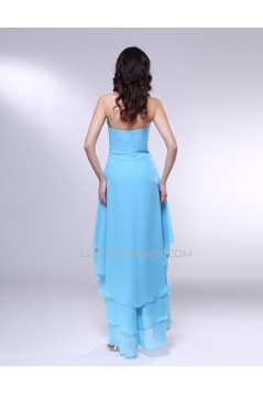 High Low Blue Chiffon Prom Evening Formal Dresses ED011003