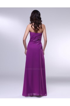 A-Line Strapless Beaded Long Purple Chiffon Prom Evening Formal Dresses ED011009