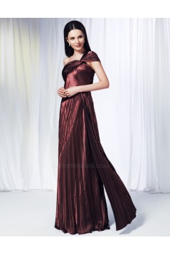 A-Line One-Shoulder Pleated Long Prom Evening Formal Dresses ED011011