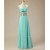 A-Line Jewel Beaded Long Blue Chiffon Prom Evening Formal Dresses ED011024
