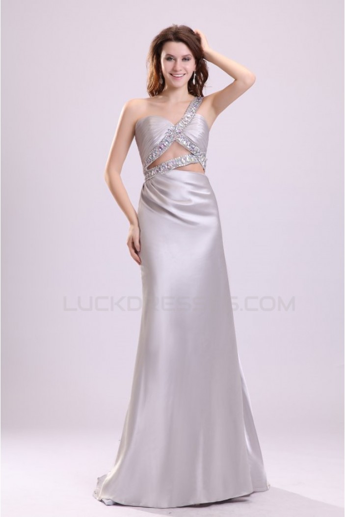 One-Shoulder Long Beaded Prom Evening Formal Party Dresses ED010103