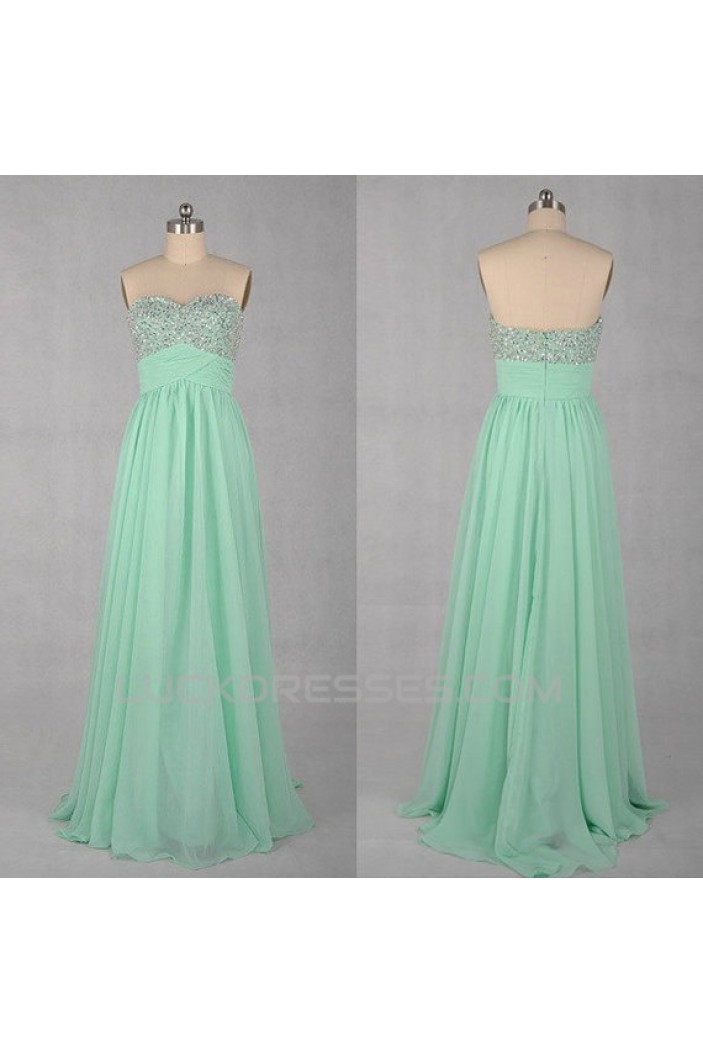 A-Line Sweetheart Beaded Long Chiffon Prom Evening Formal Dresses ED011031