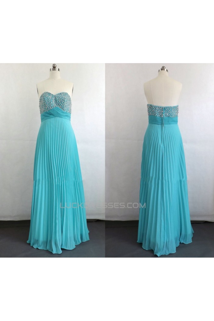 A-Line Sweetheart Pleated Beaded Long Chiffon Prom Evening Plus Size Dresses ED011044