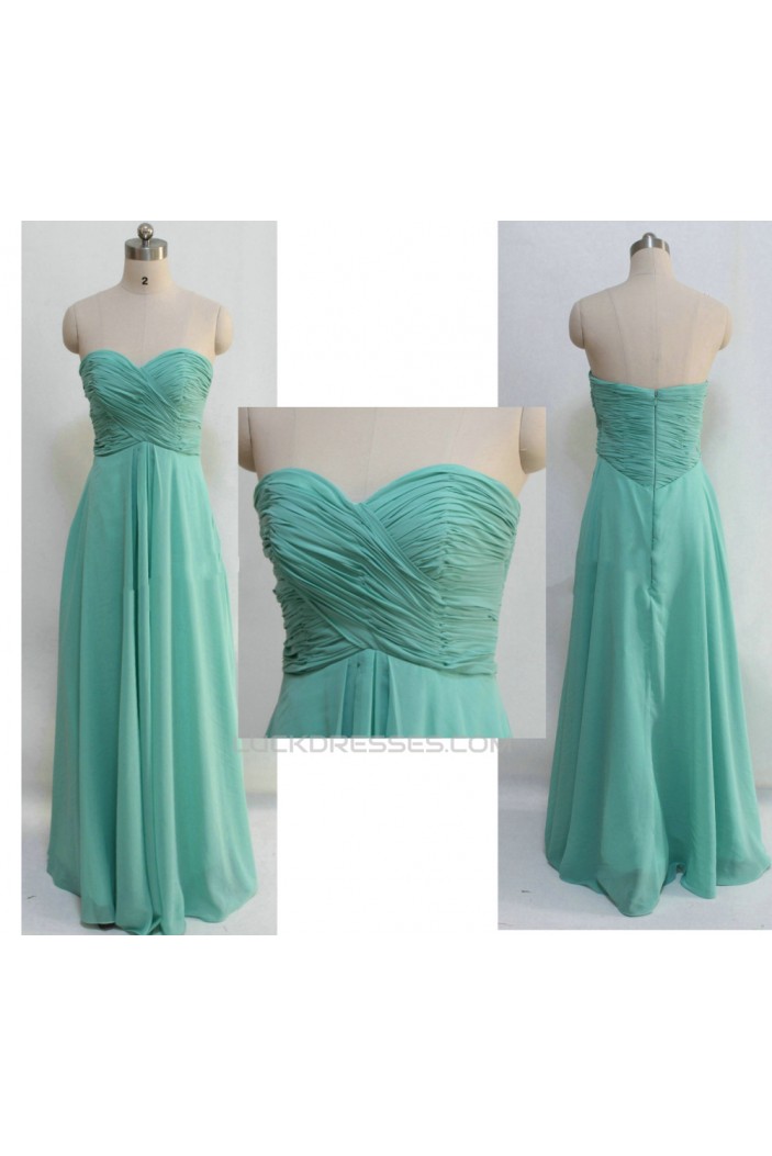 A-Line Sweetheart Long Green Chiffon Prom Evening Bridesmaid Dresses ED011049