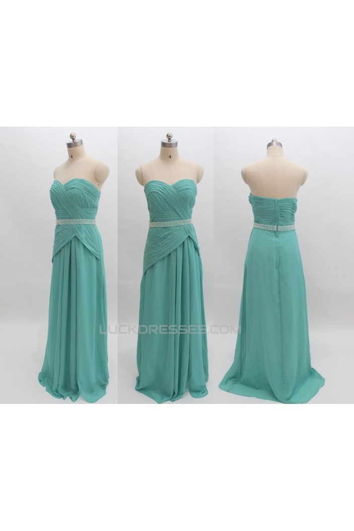 Sheath/Column Sweetheart Beaded Long Chiffon Prom Evening Formal Dresses ED011083