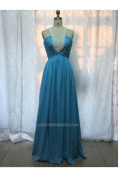 A-Line Halter Beaded Long Chiffon Prom Evening Formal Dresses ED011131