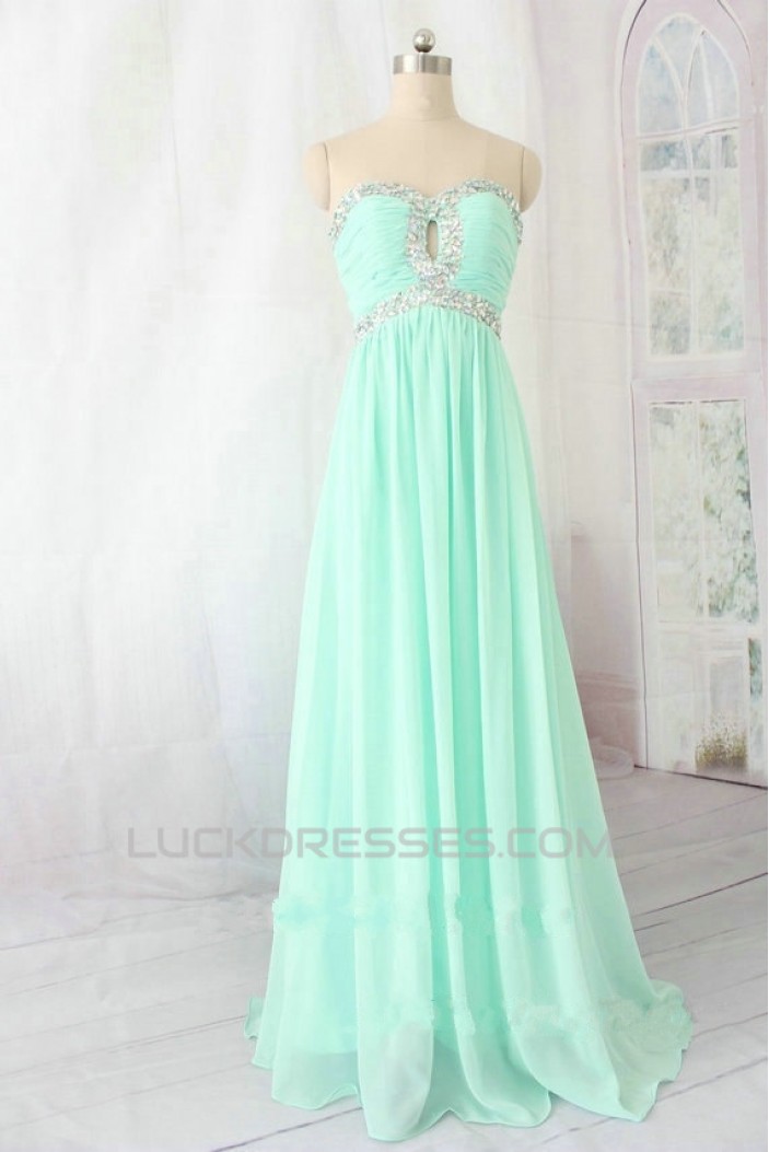 A-Line Sweetheart Beaded Long Chiffon Prom Evening Formal Dresses ED011135