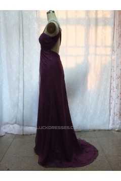 Empire One-Shoulder Beaded Long Chiffon Prom Evening Formal Dresses ED011149