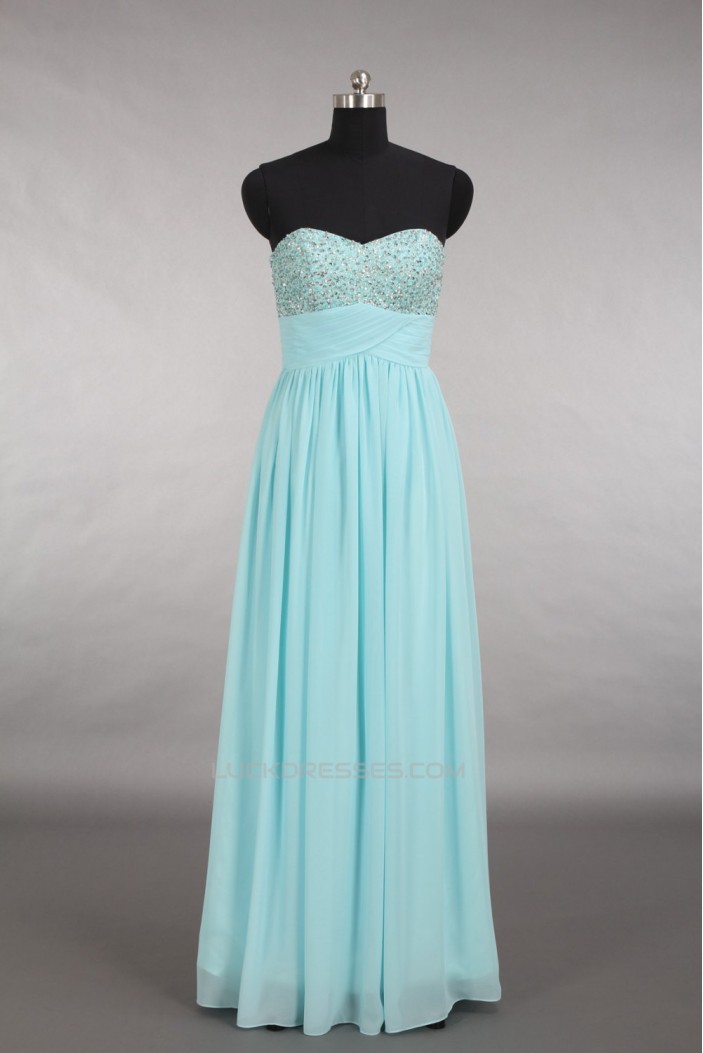 A-Line Sweetheart Beaded Long Chiffon Prom Evening Formal Dresses ED011153