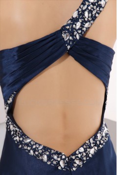 One-Shoulder Beaded Long Blue Prom Evening Formal Party Dresses ED010119