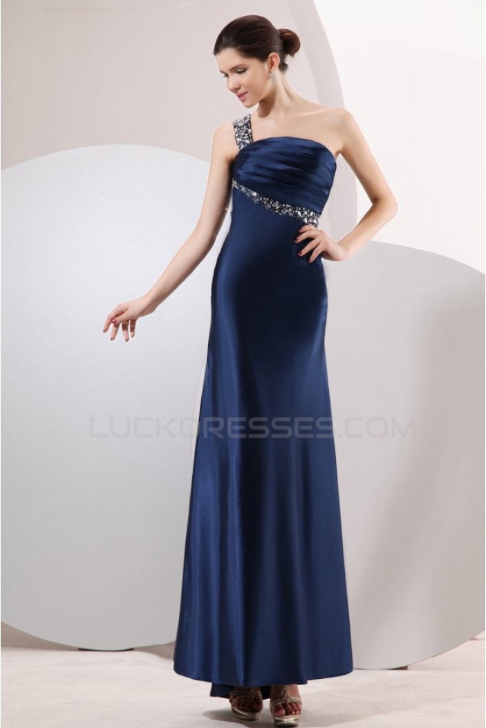 One-Shoulder Beaded Long Blue Prom Evening Formal Party Dresses ED010119